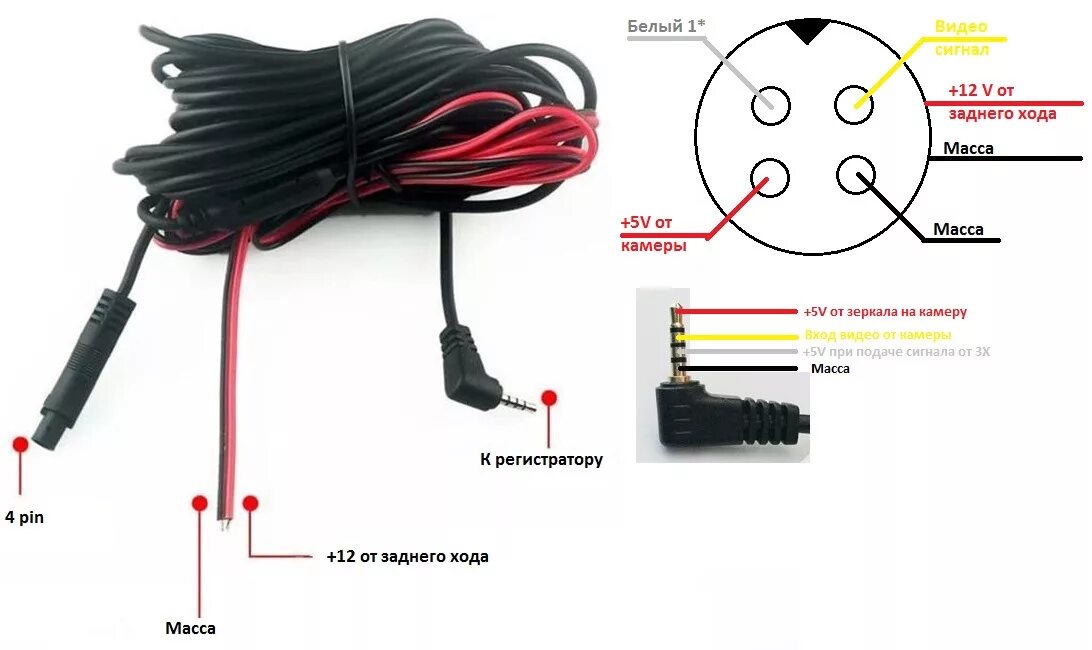 Подключение aw300 камера Про зеркало-регистратор, jack 2,5 4 pin и тюльпан - Nissan Almera Classic (B10),