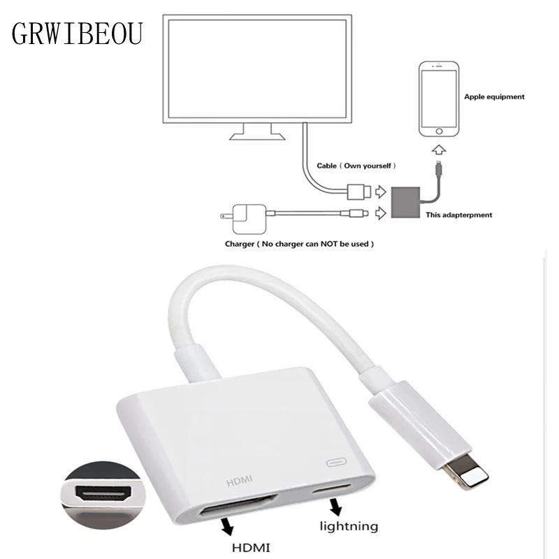 Подключение айфона к телевизору через wifi Освещение к HDMI цифровой av адаптер кабель экран устройство для iPhone Lightnin