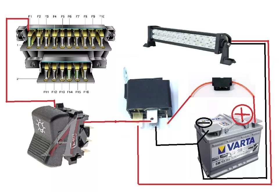 Подключение балки через реле и кнопку Установка китайской LED балки - Lada 4x4 3D, 1,7 л, 2011 года электроника DRIVE2