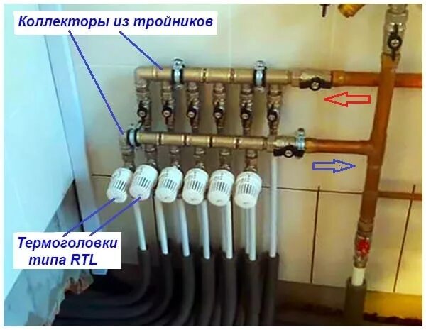 Подключение батареи к коллектору теплого пола Как поцепить теплые полы