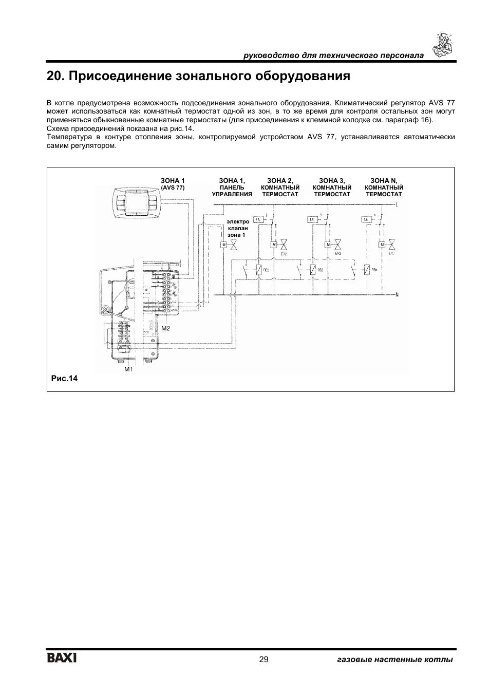 Подключение baxi luna 3 comfort Присоединение зонального оборудования Инструкция по эксплуатации BAXI LUNA-3 Com