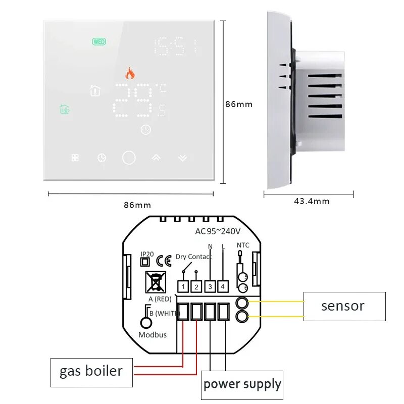 Подключение beok 10 Термостат Beok для газового котла, 3 А, Wi-Fi AliExpress