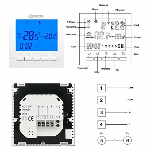Подключение beok 10 Купить электрические радиаторы отопления Beok Beok BOT-313 WLAN-Thermostat für G