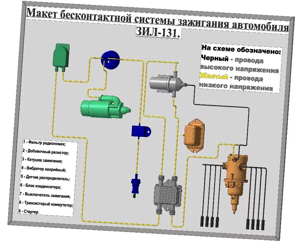 Подключение бесконтактного зажигания зил 130 Макет бесконтактной системы зажигания ЗИЛ-131 - Чертежи, 3D Модели, Проекты, 3д 