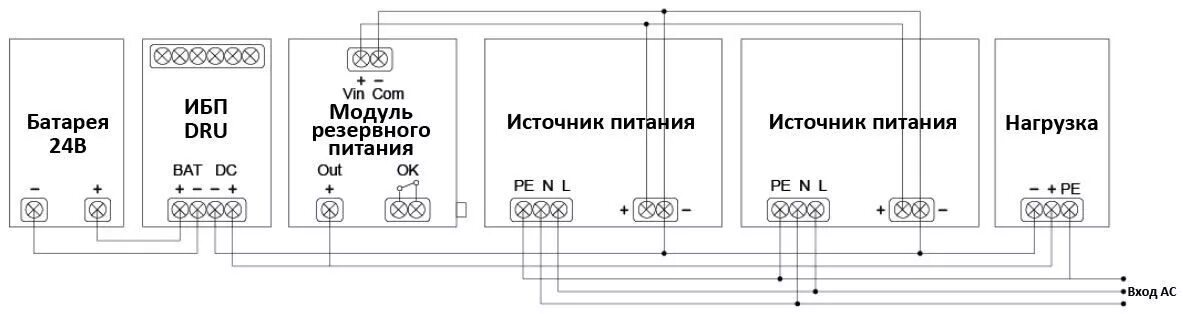 Подключение бесперебойного блока Ибп 24 вольта постоянного тока на din рейку