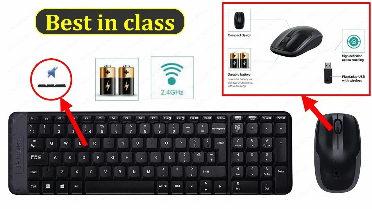 Подключение беспроводной клавиатуры к компьютеру по bluetooth logitech wireless keyboard and mouse mk220 - YouTube