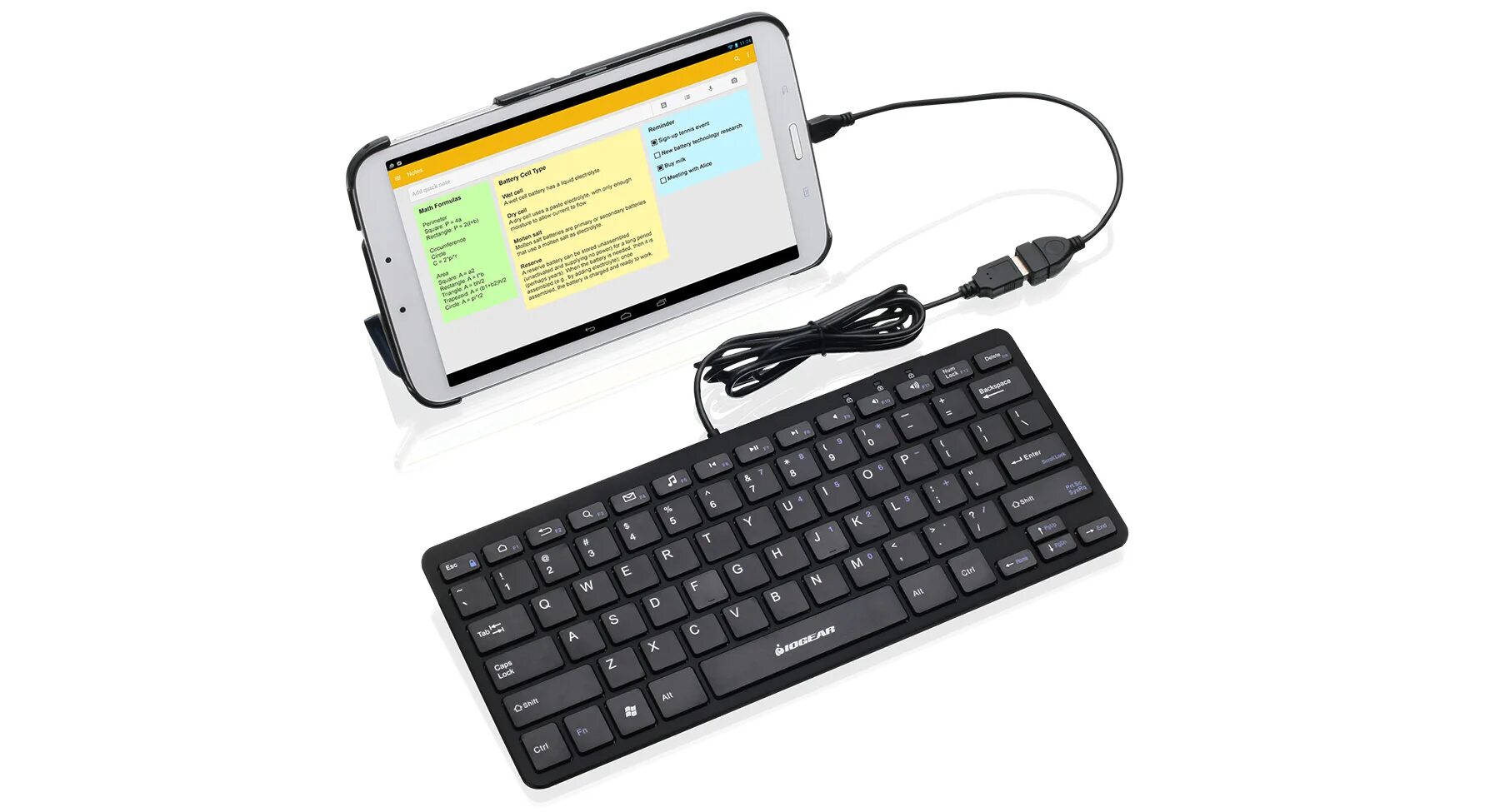 Подключение беспроводной клавиатуры к телефону IOGEAR - GKB633U - Portable Keyboard for Tablets w/ OTG Adapter