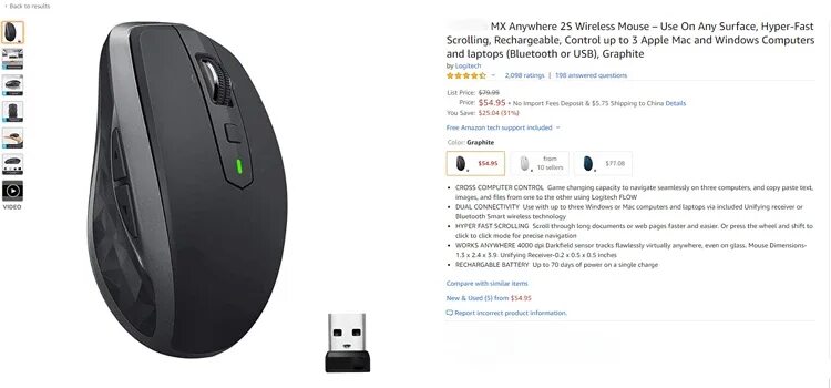 Подключение беспроводной мыши к компьютеру Mx Anywhere 2s 2.4ghz Wireless Mouse Multi-device Rechargeable Blue Tooth Gaming