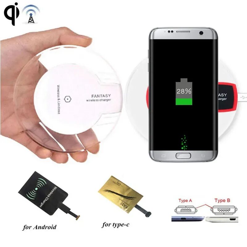 Подключение беспроводной зарядки к телефону Qi Wireless Charger Charging Receiver For Samsung Galaxy S8/Plus J5/J7/J3/A3/A5/