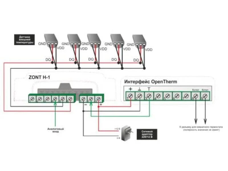 Подключение беспроводных датчиков температуры к зонту котла Viessmann Блок дистанционного управления ZONT H-1V GSM купить в Санкт-Петербурге