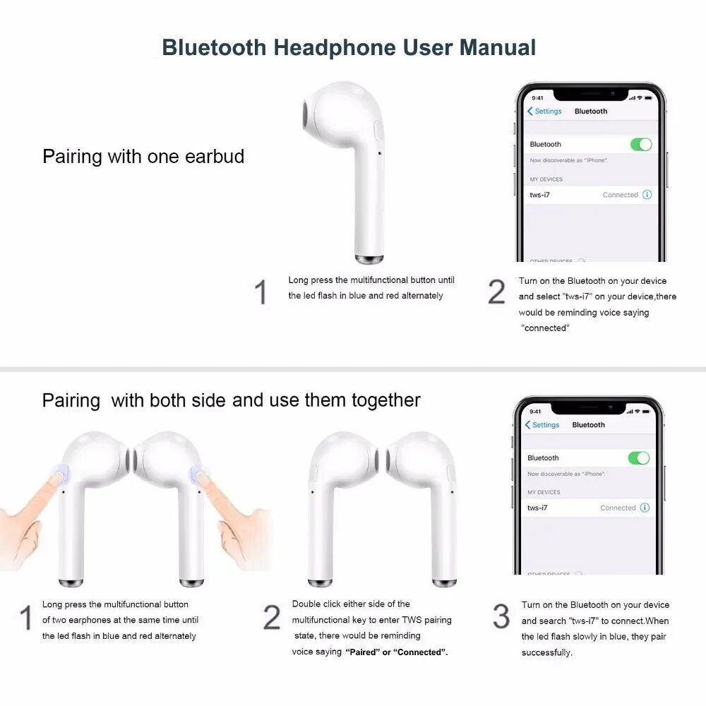 Подключение беспроводных наушников без блютуза Беспроводные Bluetooth-наушники i7s, гарнитура TWS Twins, стереонаушники с микро