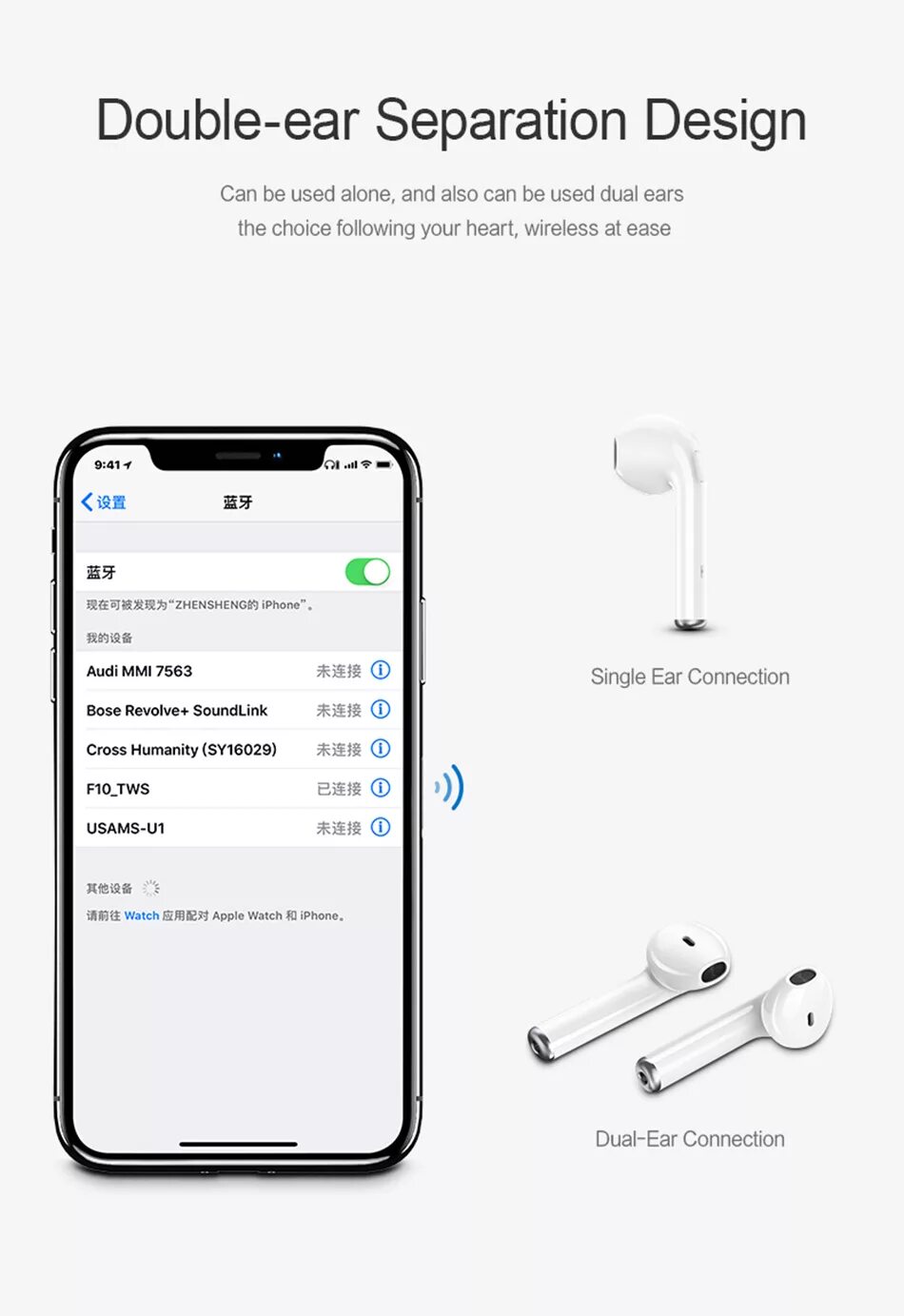 Подключение беспроводных наушников к телефону айфон USAMS AirPods US-LC001 Wireless Bluetooth Price in Bangladesh