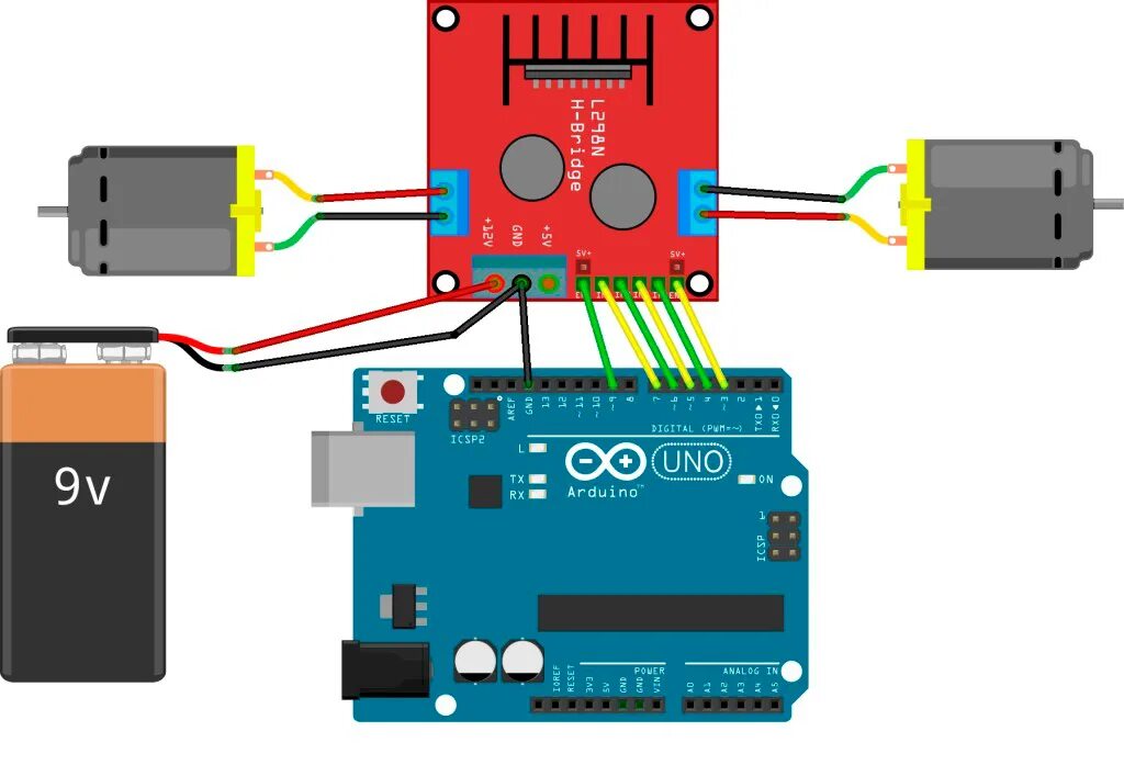 Подключение бесщеточного двигателя к ардуино Драйвер L298N и Arduino - схема подключения - блог