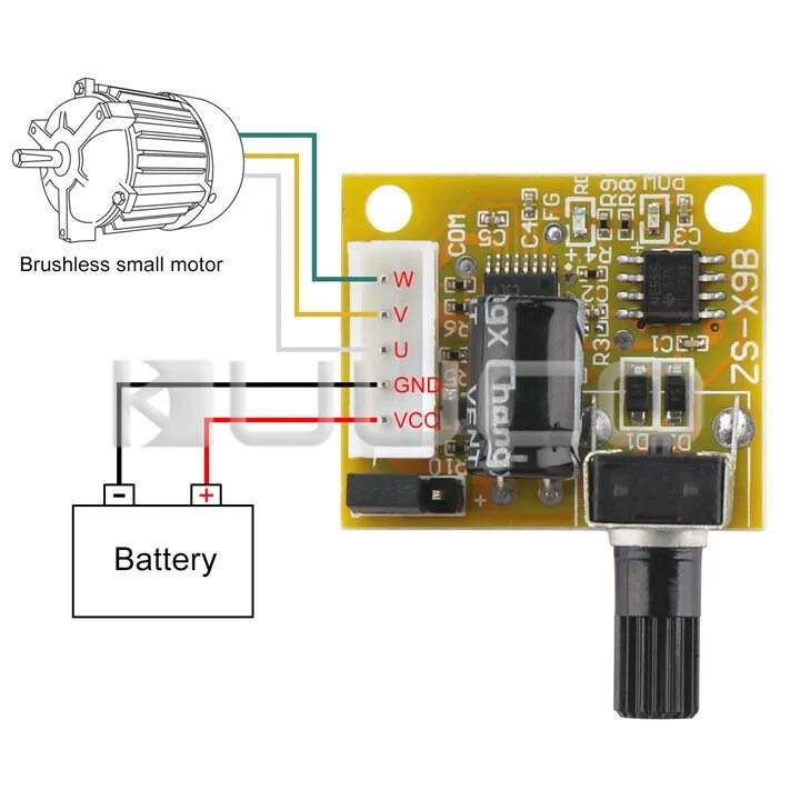 Подключение бесщеточного двигателя с алиэкспресс Трехфазный бесщеточный контроллер, переключатель управления скоростью двигателя,