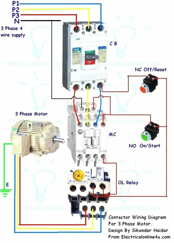 Подключение без пускателя Siemens 3 Phase Wire Diagrams Wiring Diagrams Blog Electrical panel wiring, Home