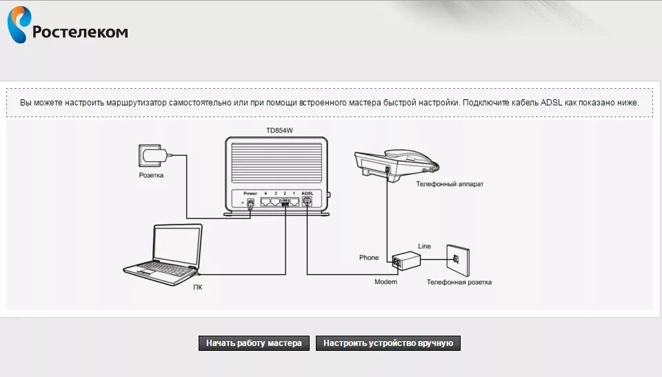 Подключение без роутера ростелеком Настройка ADSL роутера (модема) TP-Link TD854W, в том числе для провайдера Росте