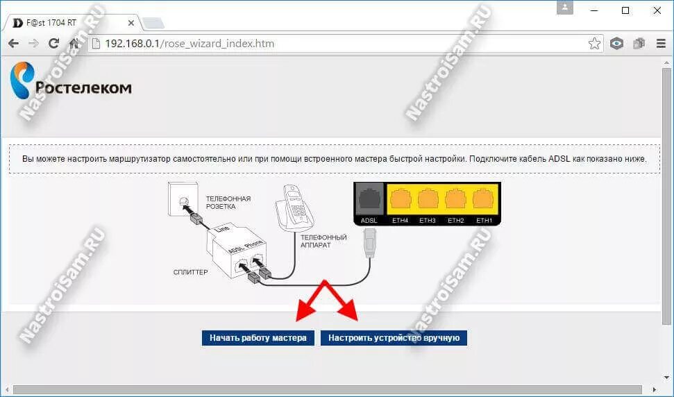 Подключение без роутера ростелеком Настройка ADSL модема Ростелеком F@st 1704 RT Настройка оборудования