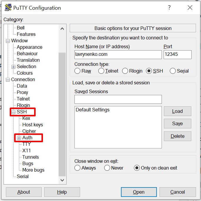 Подключение без ssh Putty SSH - Oleksiy Lavrynenko