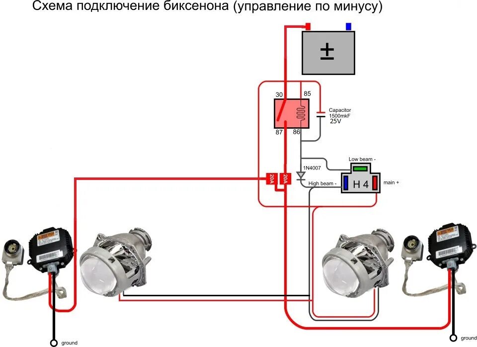 Подключение би лед через реле Установил передние фары и светодиодные туманки - Suzuki Swift (3G), 1,2 л, 2014 