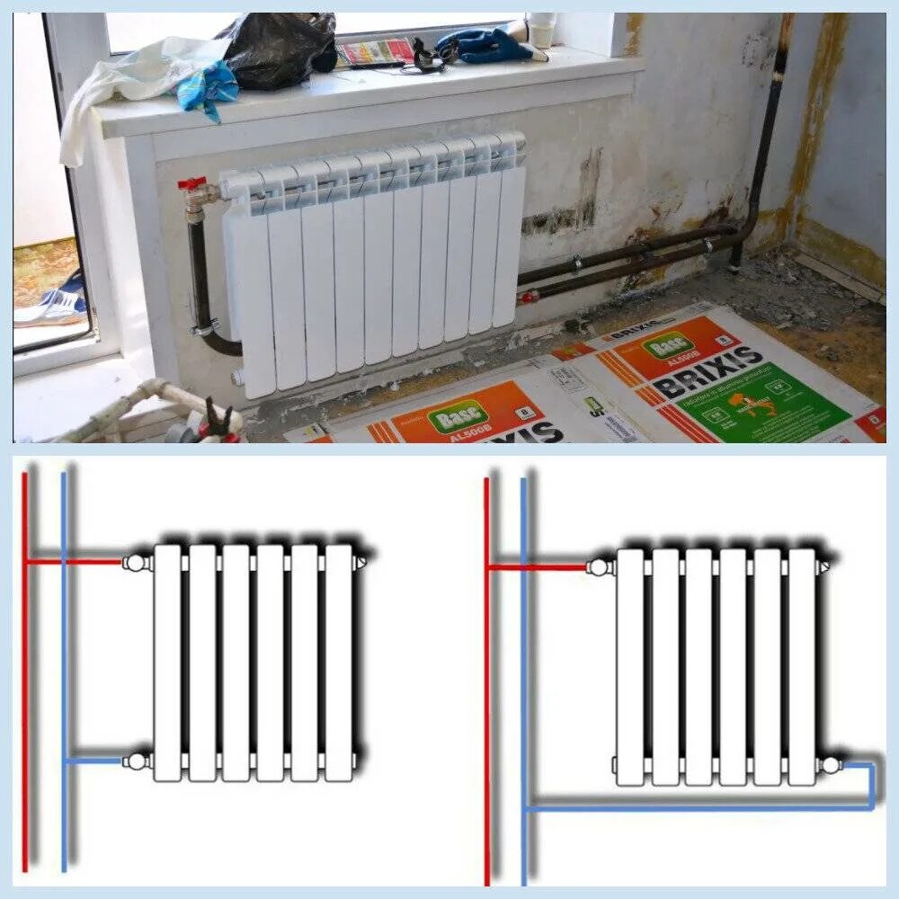 Подключение биметаллических радиаторов при нижней подаче Скачать картинку БАТАРЕЯ К БАТАРЕЕ КАК ПРАВИЛЬНО № 7