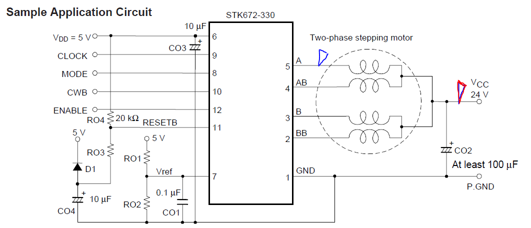 Подключение биполярный двигатель Calculation of supply current in stepping motor driven using chopping driver - E