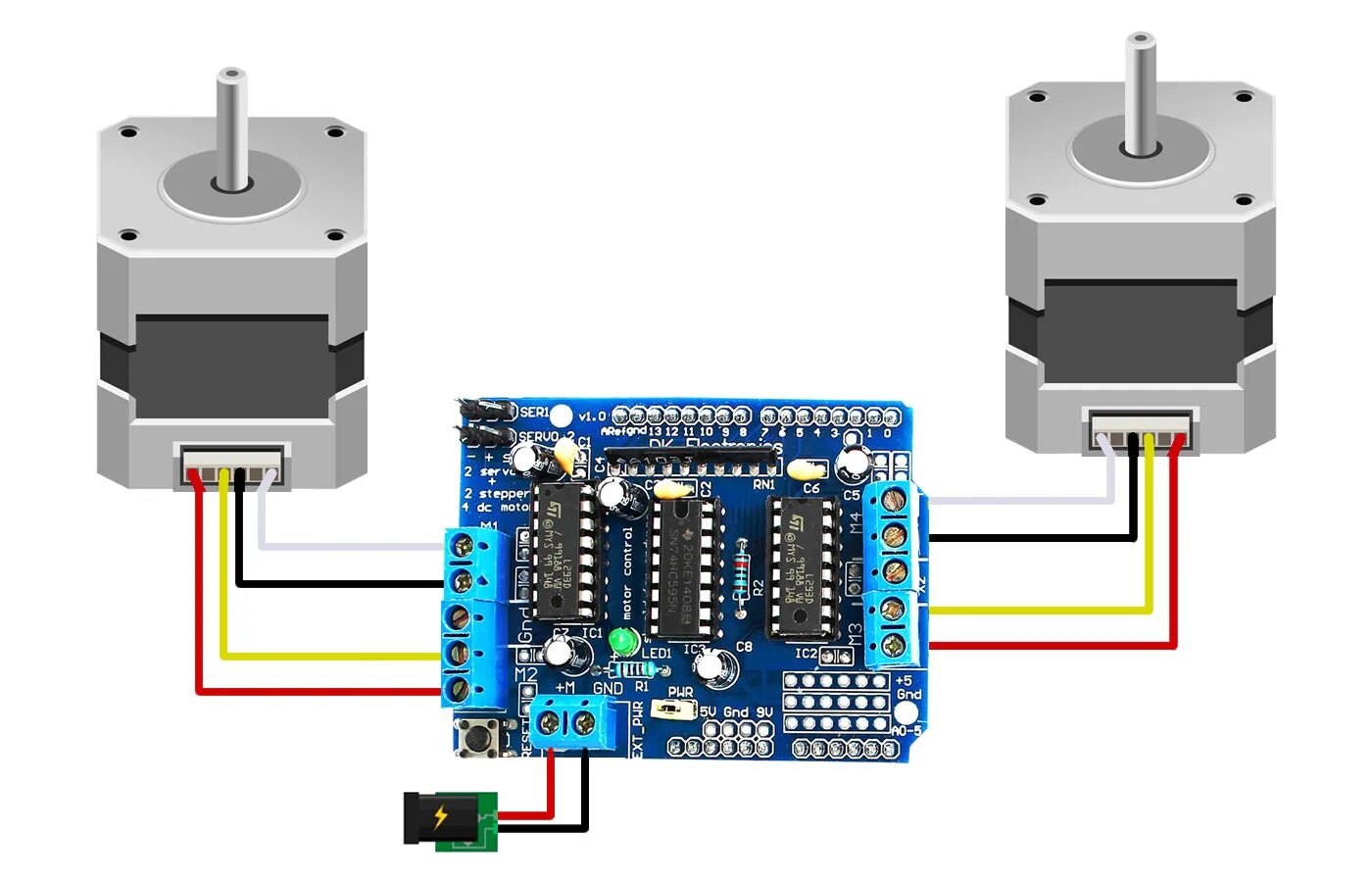 Подключение биполярный шагового двигателя Bloquear Martin Luther King Junior Eles motor shield l293d Gerador punição joalh