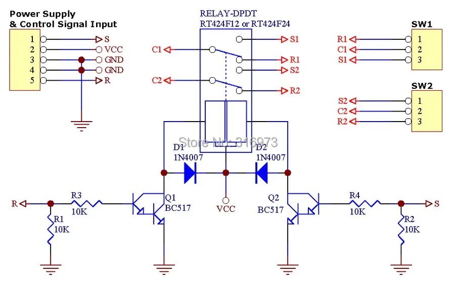 Подключение бистабильного реле Bistable/фиксация DPDT 8 Amp модуль реле мощности, DC5V катушка, RT424F05 AliExp