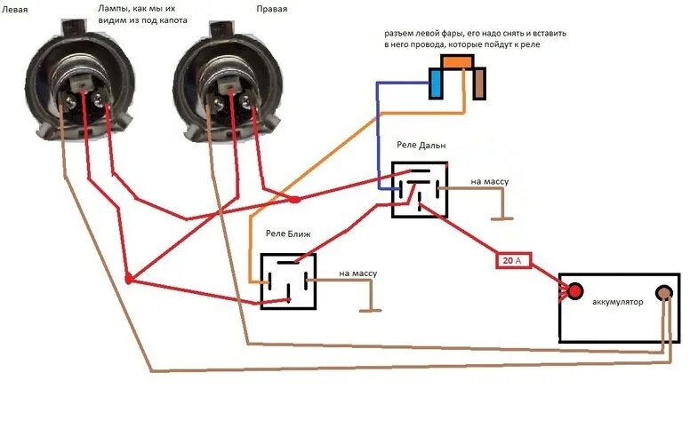 Подключение ближнего дальнего света Установка реле на фары Пассат б3 - Volkswagen Passat B3, 1,8 л, 1990 года электр