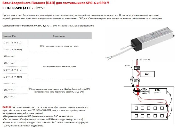 Подключение блока аварийного питания Расширение ассортимента! Блок Аварийного Питания для панелей светодиодных.
