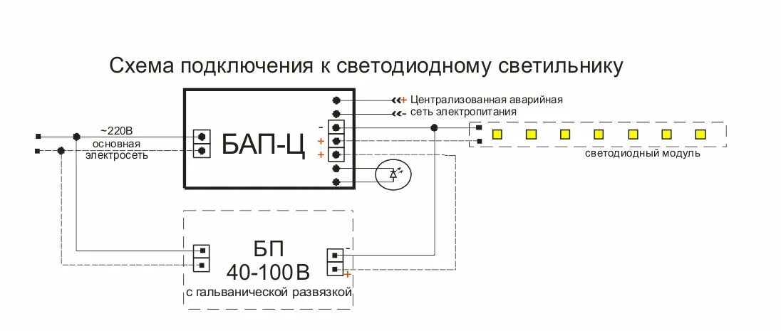 Подключение блока аварийного питания к светодиодному светильнику Блок аварийного освещения фото, видео - 38rosta.ru