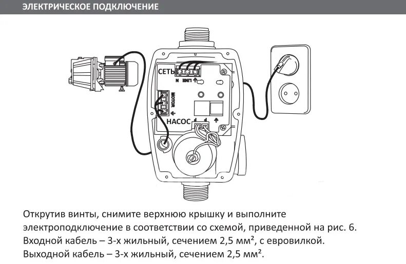 Подключение блока автоматики Блок управления Unipump Акваробот Турбипресс - купить в СПБ