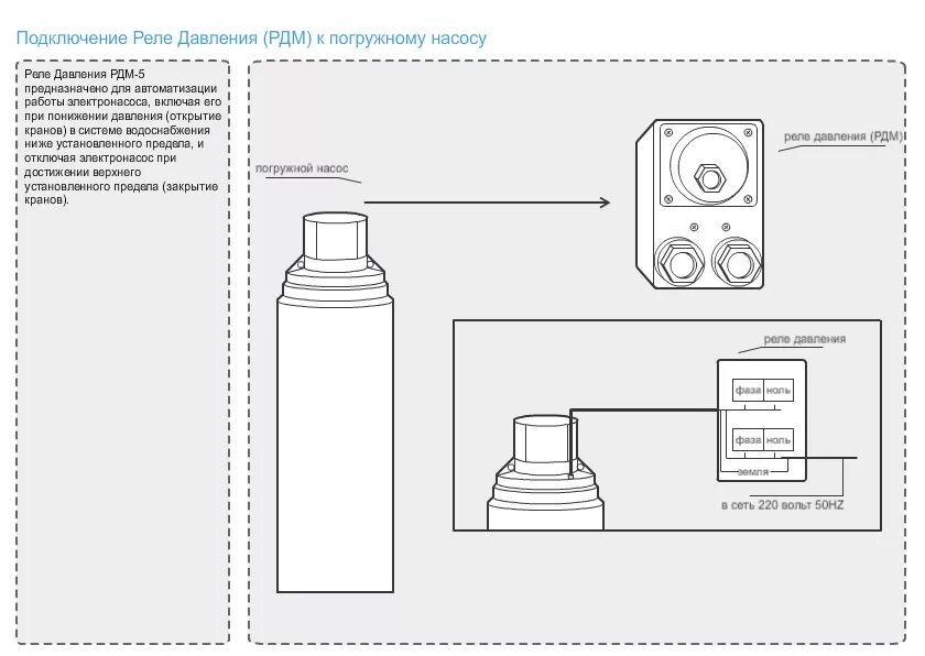 Подключение блока автоматики к погружному насосу Подключение автоматики