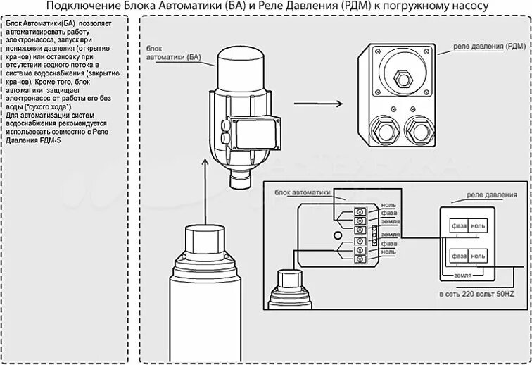 Подключение блока автоматики к погружному насосу Реле давления Джилекс РДМ-5 в Уфе - купить в интернет магазине Сантехника-Онлайн