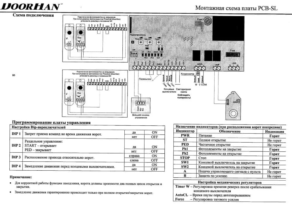 Подключение блока дорхан PCB-SL: Плата управления PCB-SL для приводов Sliding, Barrier (DOORHAN), купить 