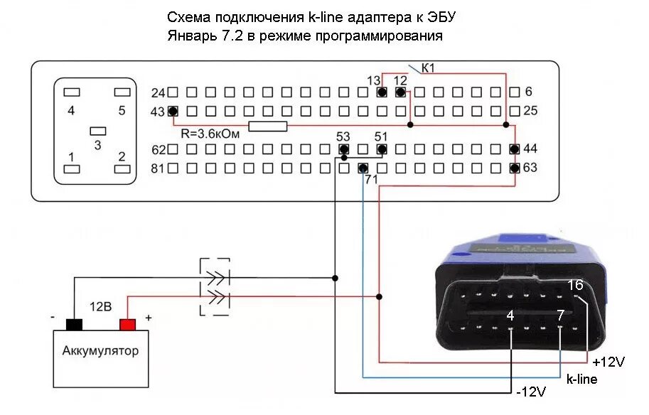 Подключение блока эбу на столе Прошивка ЭБУ Январь 7.2 своими руками + обновление записи - Lada 2113, 1,5 л, 20