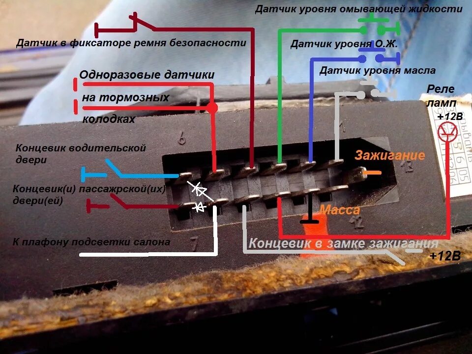 Подключение блока индикации 2114 Блок индикации бортовой системы контроля 2114 в 21099 - Lada 21099, 1,5 л, 2000 