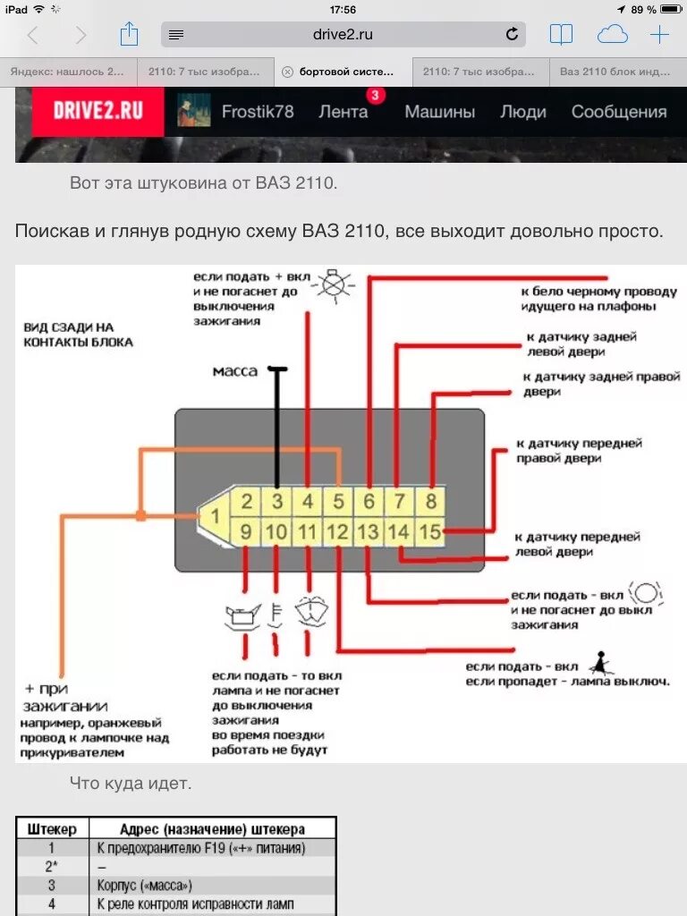 Подключение блока индикации ваз 2110 Не работает блок индикации