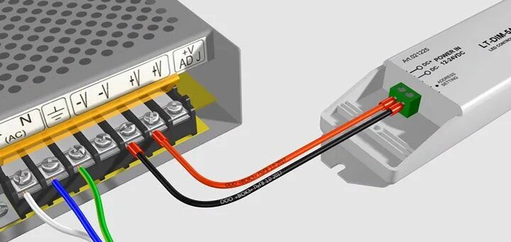 Подключение блока на столе Как подключить светодиодную ленту - 3 ошибки, схема и правила для лент 12-24 Вол
