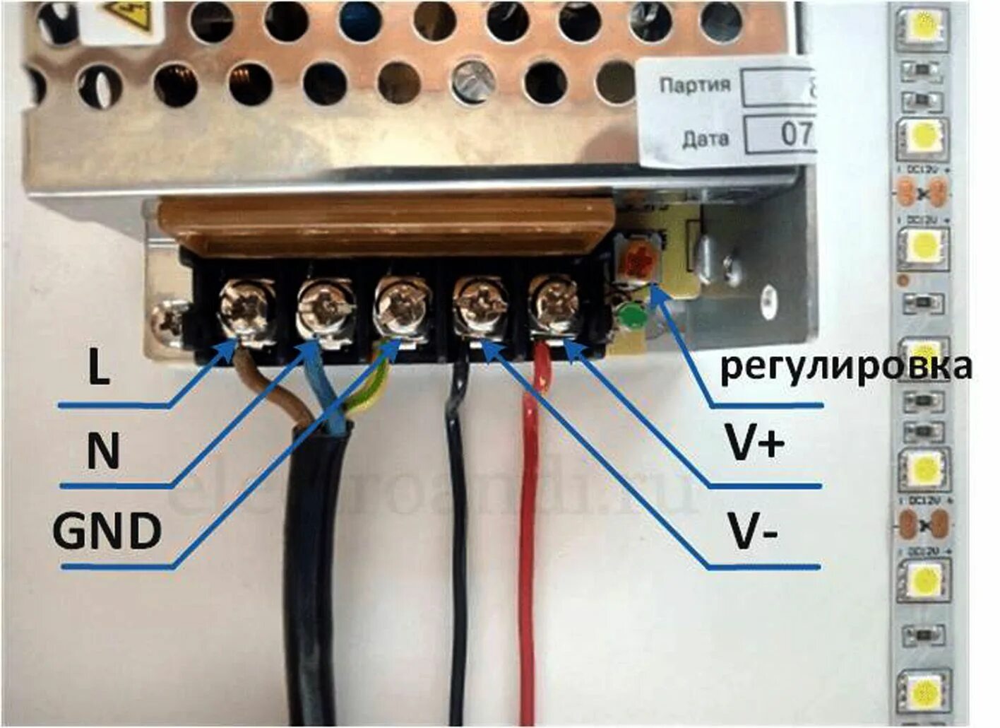 Подключение блока напряжения Светодиодная лента General Lighting Systems 5м, 12В, IP20, 30 LED/m лента светод