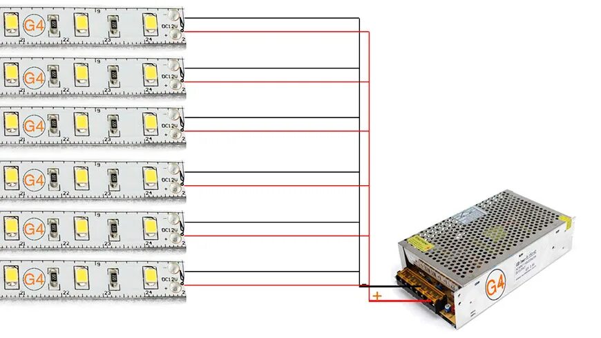 Подключение блока питания 60вт Как подключить 10, 15, 20 или 30 метров светодиодной RGB ленты? - Статья о парал