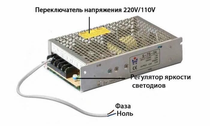 Подключение блока питания для светодиодной Как рассчитать мощность блока питания для светодиодной ленты 1 метр и более Элек