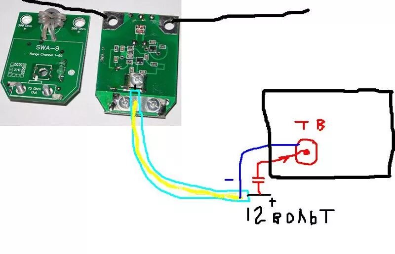Подключение блока питания к антенне телевизора Ответы Mail.ru: Как подключить усилитель без сепаратора куда кидать питание?