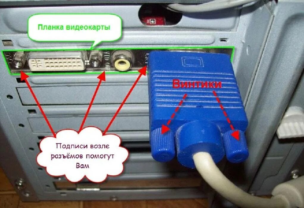 Подключение блока питания к монитору Проверьте подключения кабеля монитора