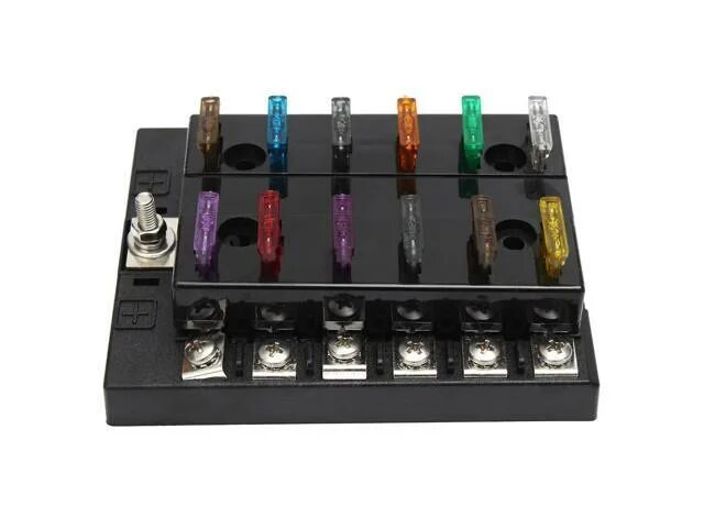 Подключение блока предохранителей в лодке SODIAL 12 Way Terminals Circuit Car Boat Bus ATC ATO Blade Fuse Box Block Holder