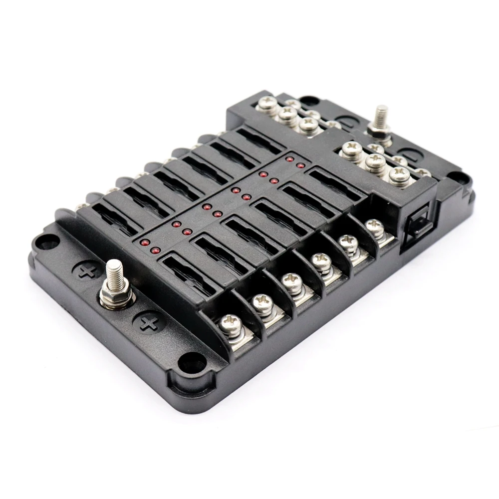 Подключение блока предохранителей в лодке 12 Way Boat Fuse Box with 12P Bus bar LED Indicator Fuse Block Negative Ground C