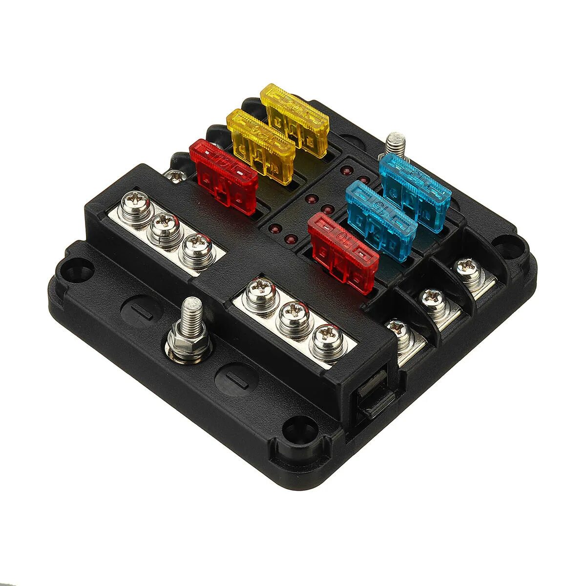 Подключение блока предохранителей в лодке 6 Way Blades Fuse Holder Box Block Case 12V/24V for Car Truck RV Van Boat Bus ar