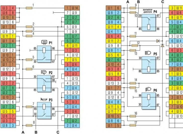 Подключение блока предохранителей ваз 2105 Схема соединений монтажного блока (ВАЗ-21051 "Жигули" 1979-2010 / Электрооборудо