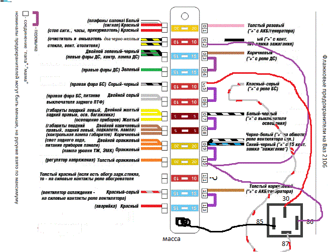 Подключение блока предохранителей ваз 2106 нового образца редуктор, предохранители. - Lada 21063, 1,6 л, 1984 года своими руками DRIVE2