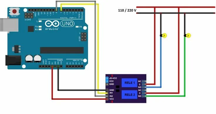 Подключение блока реле к ардуино Circuito rele lampadas Arduino, Robótica, Eletrônica