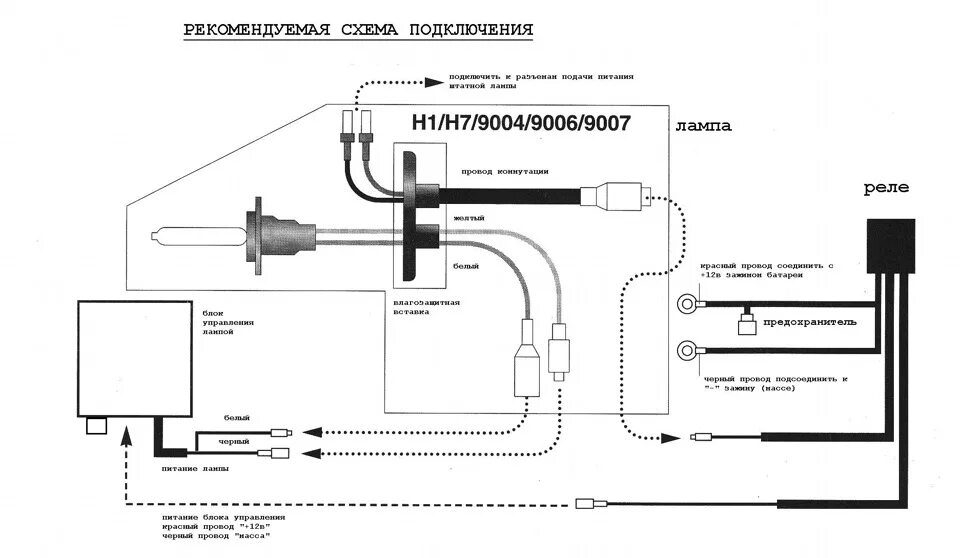 Подключение блока розжига Xenon 6000К +ключик - Honda Prelude (BA8, BA9, BB1, BB4), 2,2 л, 1994 года аксес